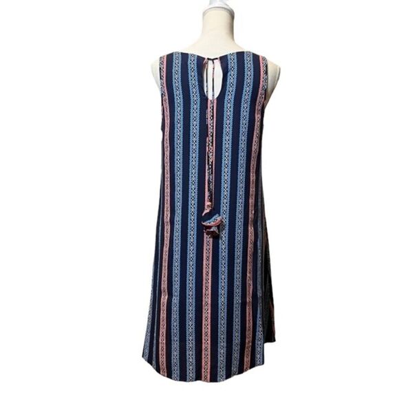Hatley Meghan Dress Navy Blue Pink Herringbone Stripes Back Tassel Size Small - Picture 6 of 13